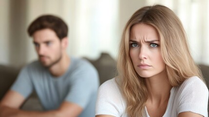 Serious sad woman thinking over a problem, man aside, meeting therapist, poor chance of getting pregnant after 40, unmet expectations, unable to handle family finances, interested in different things