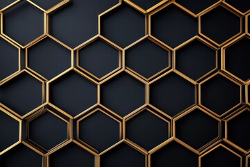 Golden hexagonal decorative aesthetic frame with thin gold accents, stylish and modern.