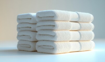 A Neatly Stacked Pile of Soft, Fresh White Towels Ideal for a Luxurious Spa Experience