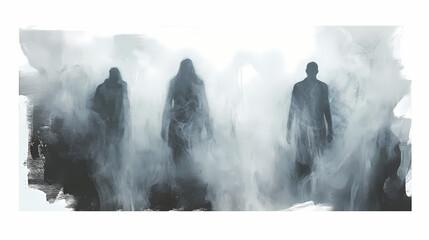 Haunting echoes reverberate across a shadowy realm, ideal for halloween-inspired visuals on a white background. Reverberate. Illustration