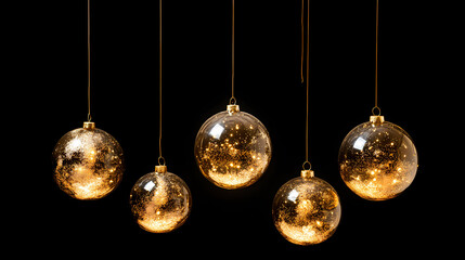 Latex orbs suspended in mid-air reverberate with festive sparkle, their golden sheen radiating happiness and. Reverberate. Illustration
