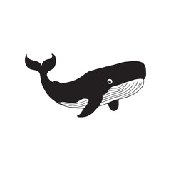 Cute Black and White Whale Silhouette for Children's Decor