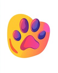 Fototapeta premium Colorful and playful illustration of a pet paw print on a vibrant background.