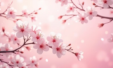 Delicate pink cherry blossoms in bloom