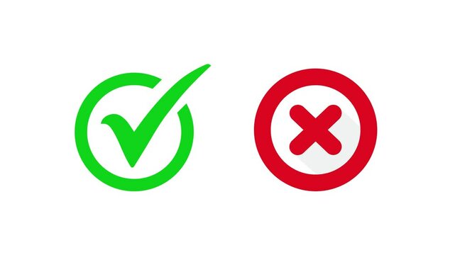 Green Check Mark and Red Cross Symbol - Approval and Rejection animated icon
