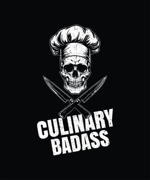 Naklejki Skull Chef Tee design For Culinary Enthusiasts