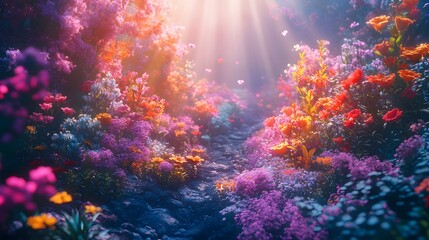 Fototapeta premium Panic Disorder in a Glowing Garden Ravine