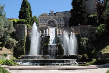 Monumental fountain in the park of Villa d'Este in Tivoli