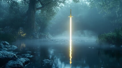 Obraz premium Ethereal Reflections Over a Tranquil Pond