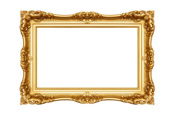 Old Antique Gold Frame Isolated on White and Png Transparent Background