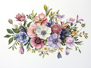 Fototapeta premium Vibrant floral portrait displaying beautiful flowers white background artistic natural beauty close-up view aesthetic design