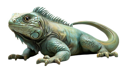 Fototapeta premium A detailed illustration of a colorful iguana-like creature.