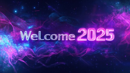 Bold Futuristic Banner Design for New Year 2025
