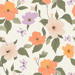 Floral pattern featuring delicate flowers in soft hues perfect for home decor and fabric design during spring. Generative AI