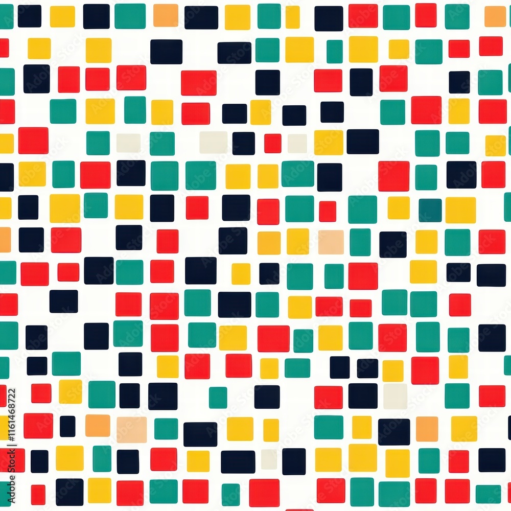 Poster colorful pixel art inspired seamless pattern featuring vibrant squares in various sizes. generative 