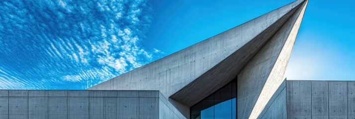 Obraz premium Modern concrete building against a blue sky.