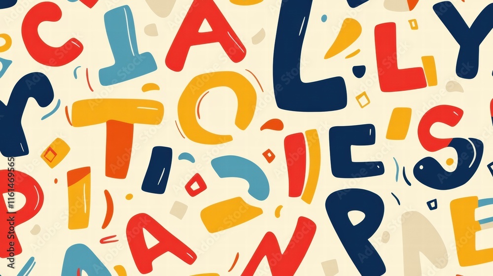 Aufkleber stylized playful pattern featuring colorful alphabet letters in a fun arrangement for creative desig