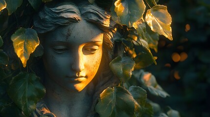 Luminous Garden of Ancient Statues