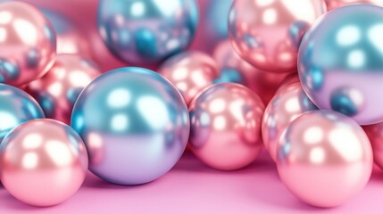 Pink and blue metallic spheres background.