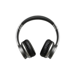 Silver wireless headphones, isolated on transparent background. PNG