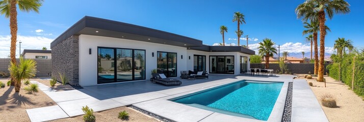 Fototapeta premium Modern Desert Home with Pool and Patio.