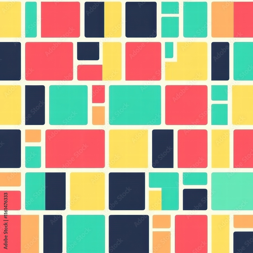 Aufkleber pixel art inspired seamless pattern featuring vibrant colors and geometric shapes in a modern design