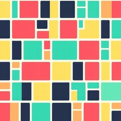 Pixel art inspired seamless pattern featuring vibrant colors and geometric shapes in a modern design. Generative AI