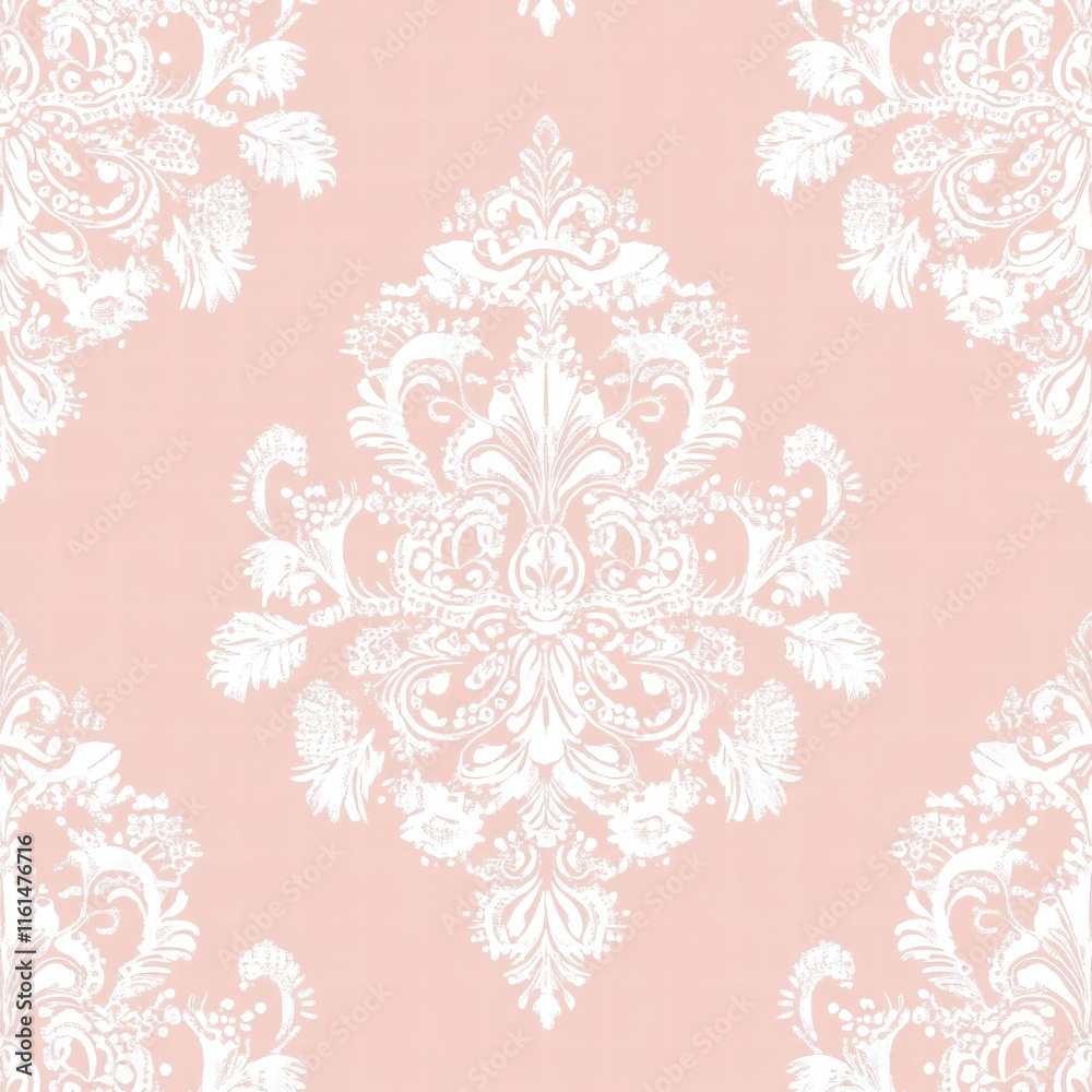 Poster elegant lace inspired seamless pattern in soft pink and white tones ideal for various design project