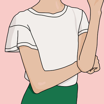 Close-Up of Woman Wearing White T-Shirt