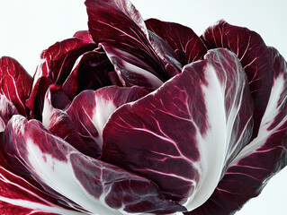 Obraz premium Detailed close-up of a Radicchio head against a white background.