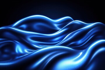 Shiny blue fabric waves with smooth texture and highlights. luxury and design concepts