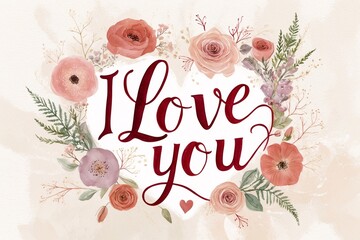 Fototapeta premium I Love You Card, I Love You Text, I Love You Typography Design, Decorative I Love You Background, I Love You Wallpaper, I Love You Day message, I Love You Quotes, I Love You Typography