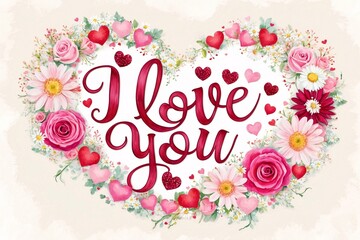 Naklejka premium I Love You Card, I Love You Text, I Love You Typography Design, Decorative I Love You Background, I Love You Wallpaper, I Love You Day message, I Love You Quotes, I Love You Typography