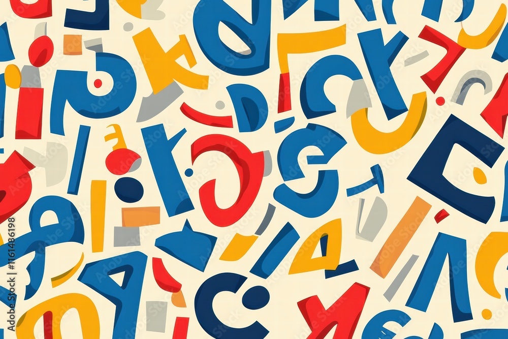 Leinwandbilder playful pattern featuring stylized letters in vibrant colors showcasing creativity and fun. generati