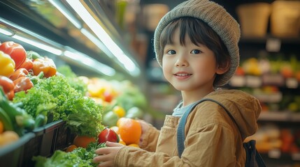Little Shopper Picks Fresh Produce