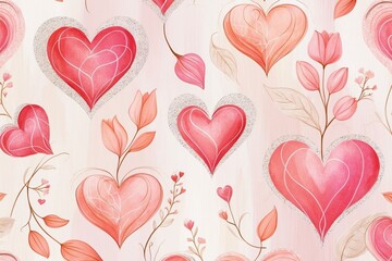 Valentine Digital Paper, Valentine's Digital Paper, Valentine's Day Digital Paper, Valentine's Hearts Background, Pink Valentine's Banner, Valentine Background, Valentine Card Background