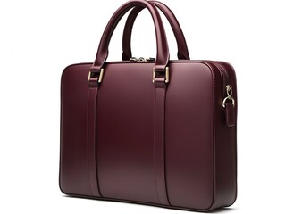 Elegant Burgundy Leather Briefcase with Gold Hardware and Professional Slim Design