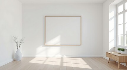 Bright Room Interior Mockup with Empty Frame 