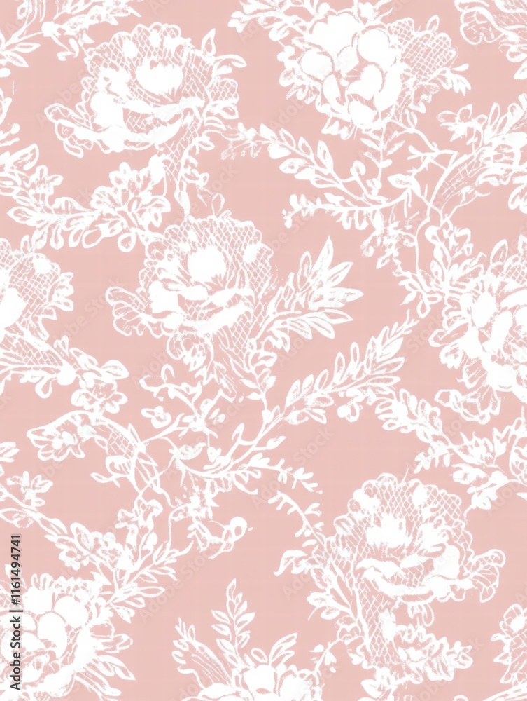Fototapete lace inspired seamless pattern on soft pink background for elegant design projects. generative ai