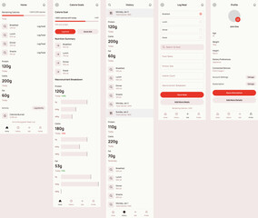 Calorie Goal Counter, Meal Planner, Healthy Eating, Diet Nutrition & Food Recipe App Ui Kit Template