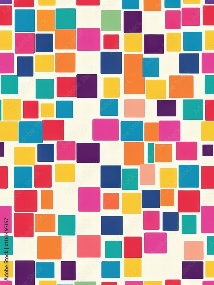 Leinwandbilder seamless pixel art pattern featuring colorful squares in vibrant arrangements on a light background.
