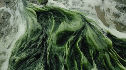 Obraz premium Flowing River Algae Creating Intricate Natural Patterns