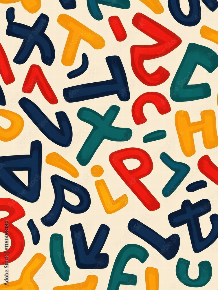 Fototapete colorful and playful stylized alphabet pattern on a light background creating a joyful design for al