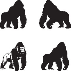 silhouette of gorilla on white background
