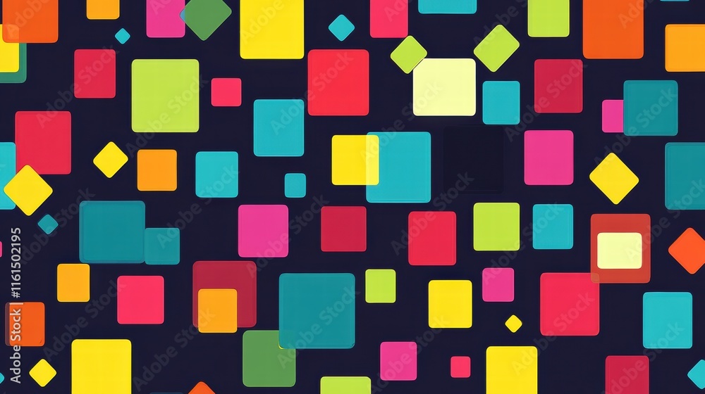 Aufkleber colorful pixel art inspired seamless pattern with various shapes and vibrant hues for creative desig