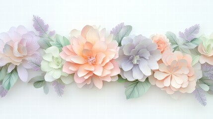 Delicate floral pattern featuring soft pastel colors ideal for home decor or crafting projects. Generative AI