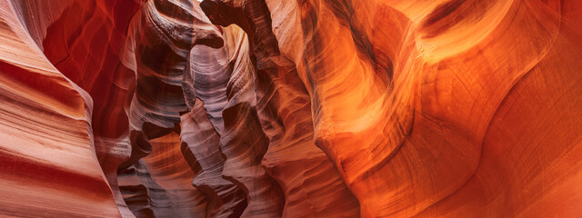 panoramic sandstone walls in famous antelope canyon near Page in Arizona USA