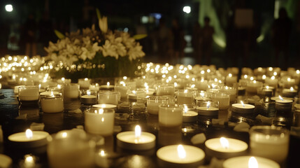 Vigil candles shining in memory, honoring lost loved ones