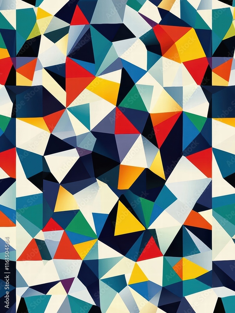 Fototapete mosaic inspired pattern of colorful triangles creating a vibrant geometric design in modern art. gen