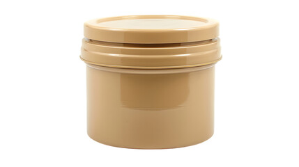 Beige storage canister with a sealed lid, ideal for storing food, tea, coffee, or other small items. Simple, clean, and suitable for home or commercial use. Isolated on white background, png. 